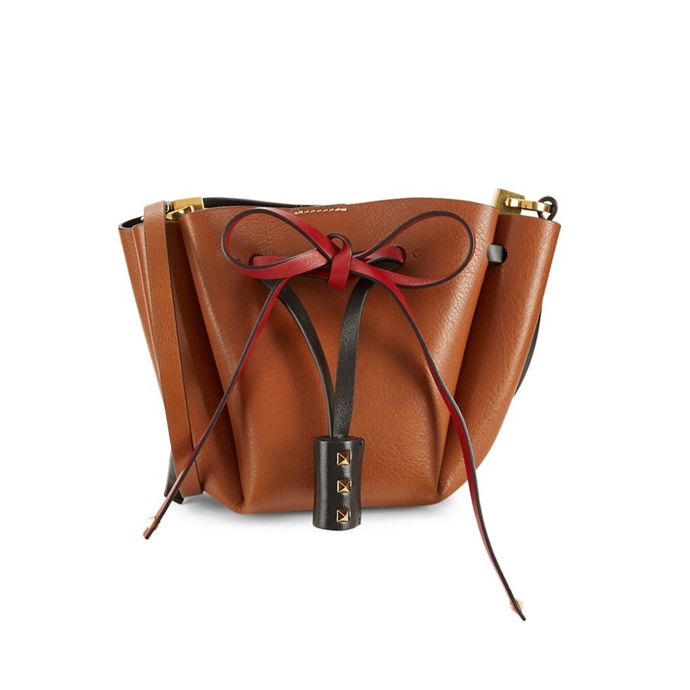 π Valentino Garavani Small Leather Rockstud Shoulder Bucket Bag or Crossbody - Picture 13 of 17